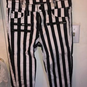 Black and White Striped Skinny Jeans
